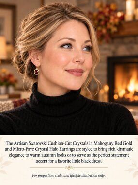 Artisan Handmade Swarovski Mahogany Red Gold Halo Earrings